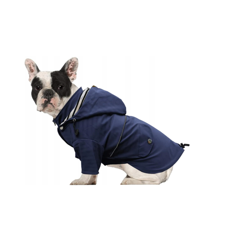 Granatowy płaszcz przeciwdeszczowy dla psa Navy Rain Hood | Łapka w stylu