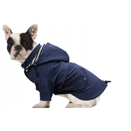 Granatowy płaszcz przeciwdeszczowy dla psa Navy Rain Hood | Łapka w stylu